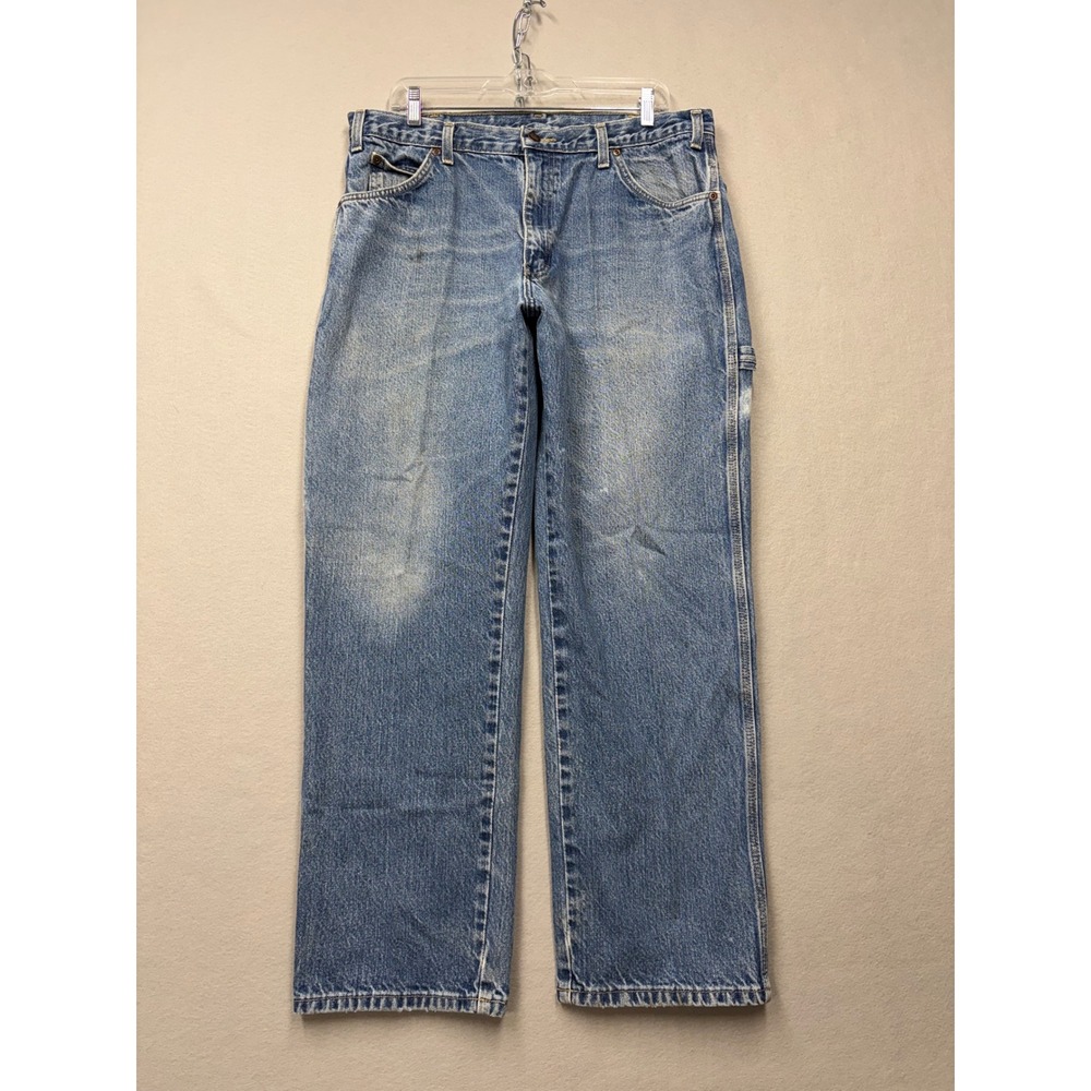 Dickies Carpenter Jeans Mens 36x30 Blue Light Wash Utility Denim Workwear ER99